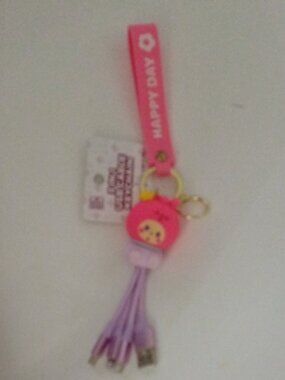 MX Cute Pink Purple  3 In 1 USB Charging Cable Keychain